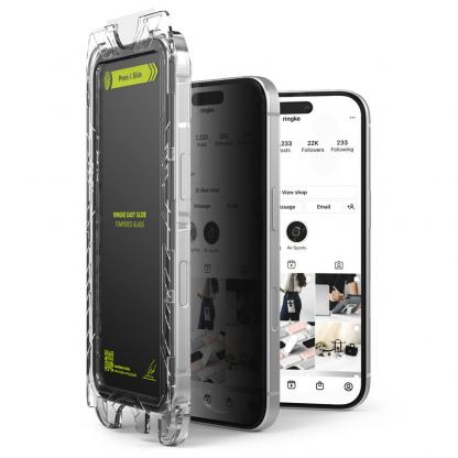 Ringke Privacy Easy Slide Tempered Glass 2 Pack - 2 броя калени стъклени защитни покрития с определен ъгъл на виждане за дисплея на iPhone 16 Pro Max (прозрачен) 2