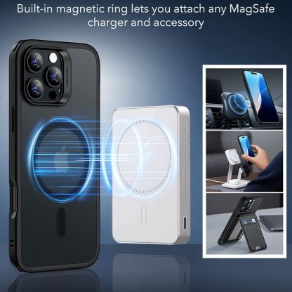 ESR Halolock Classic Hybrid MagSafe Case - хибриден удароустойчив кейс с MagSafe за iPhone 16 Pro Max (черен-мат) 2