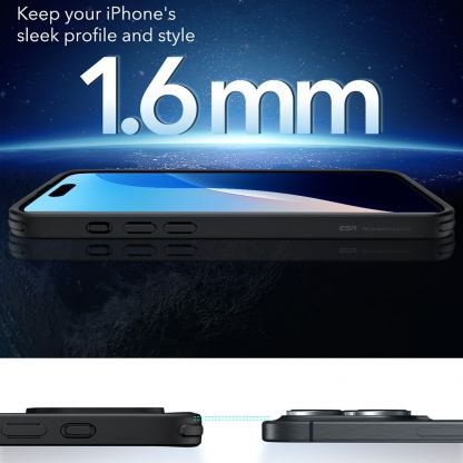 ESR Halolock Classic Hybrid MagSafe Case - хибриден удароустойчив кейс с MagSafe за iPhone 16 Pro Max (черен-мат) 3