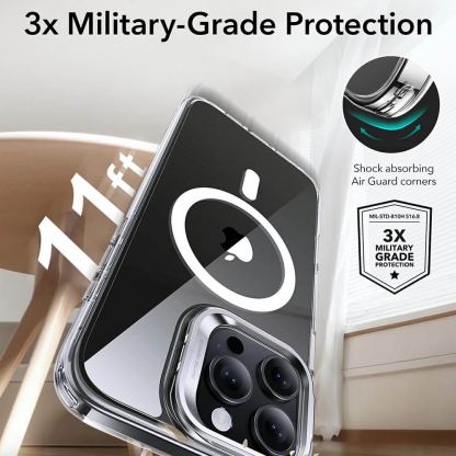 ESR Classic Kickstand HaloLock MagSafe Case - хибриден кейс с висока степен на защита с MagSafe за iPhone 16 Pro Max (прозрачен)  3