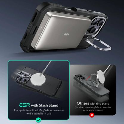 ESR Cyber Armor HaloLock MagSafe Case - хибриден кейс с висока степен на защита с MagSafe за iPhone 16 Pro (черен)  2