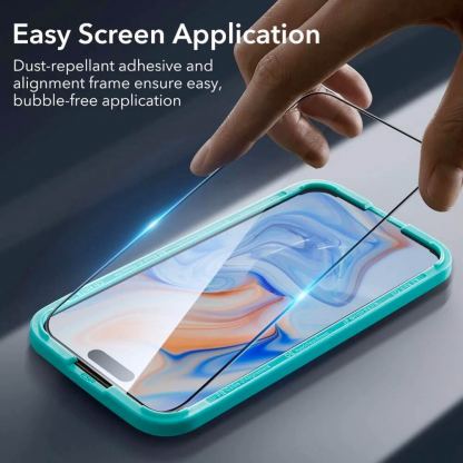 ESR Tempered Glass - калено стъклено защитно покритие за дисплея на iPhone 16 Plus (черен-прозрачен) 2