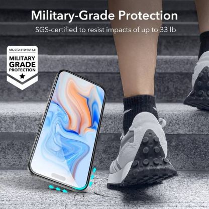ESR Tempered Glass - калено стъклено защитно покритие за дисплея на iPhone 16 Plus (черен-прозрачен) 3