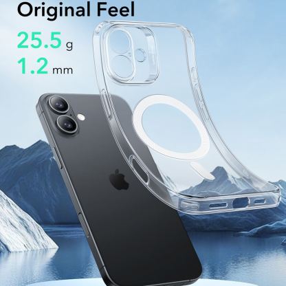 ESR Zero HaloLock MagSafe Case - удароустойчив силиконов (TPU) калъф с MagSafe за iPhone 16 (прозрачен)  4