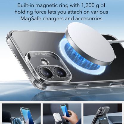 ESR Zero HaloLock MagSafe Case - удароустойчив силиконов (TPU) калъф с MagSafe за iPhone 16 (прозрачен)  5