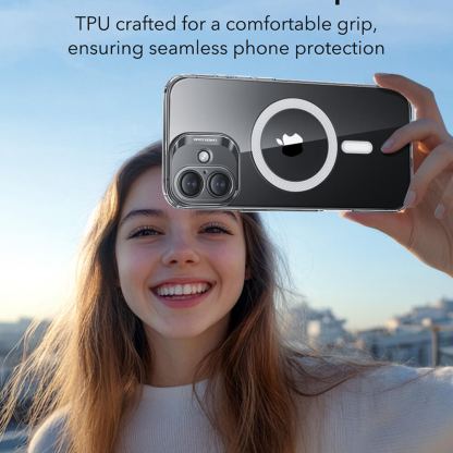 ESR Zero HaloLock MagSafe Case - удароустойчив силиконов (TPU) калъф с MagSafe за iPhone 16 (прозрачен)  7