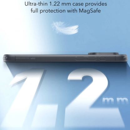 ESR Zero HaloLock MagSafe Case - удароустойчив силиконов (TPU) калъф с MagSafe за iPhone 16 (черен-прозрачен)  4