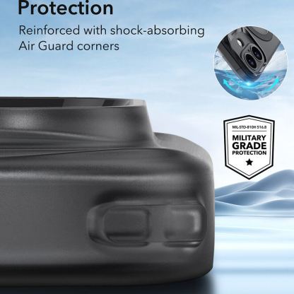 ESR Zero HaloLock MagSafe Case - удароустойчив силиконов (TPU) калъф с MagSafe за iPhone 16 (черен-прозрачен)  7
