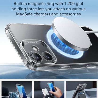 ESR Zero HaloLock MagSafe Case - удароустойчив силиконов (TPU) калъф с MagSafe за iPhone 16 Plus (прозрачен)  3