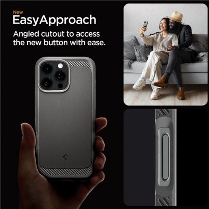 Spigen Rugged Armor MagSafe Case - удароустойчив силиконов (TPU) калъф с MagSafe за iPhone 16 Pro (сив)  14