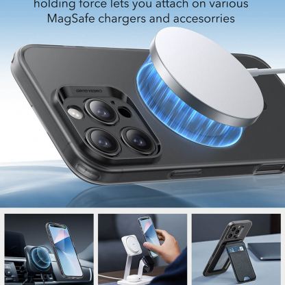 ESR Zero HaloLock MagSafe Case - удароустойчив силиконов (TPU) калъф с MagSafe за iPhone 16 Pro Max (черен-мат)  4