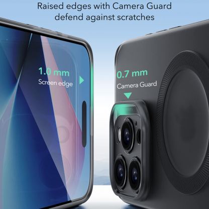 ESR Zero HaloLock MagSafe Case - удароустойчив силиконов (TPU) калъф с MagSafe за iPhone 16 Pro Max (черен-мат)  7