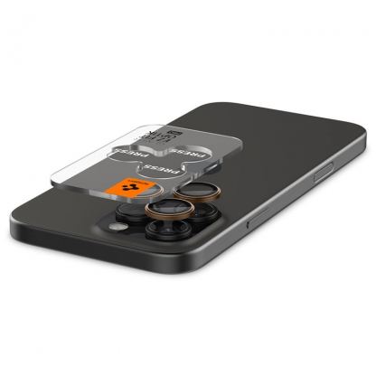Spigen Glass tR EZ Fit Optik Pro Lens Protector 2 Pack - 2 комплекта предпазни стъклени лещи за камерата на iPhone 16 Pro, iPhone 16 Pro Max, iPhone 15 Pro, iPhone 15 Pro Max (титан) 3