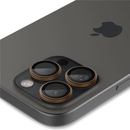Spigen Glass tR EZ Fit Optik Pro Lens Protector 2 Pack - 2 комплекта предпазни стъклени лещи за камерата на iPhone 16 Pro, iPhone 16 Pro Max, iPhone 15 Pro, iPhone 15 Pro Max (титан) 6