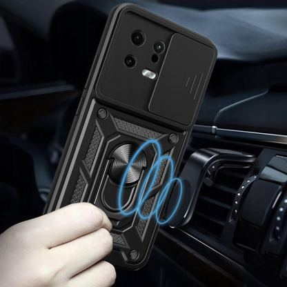 Techsuit CamShield Case - хибриден удароустойчив кейс с пръстен против изпускане за Xiaomi 13 (черен)  2