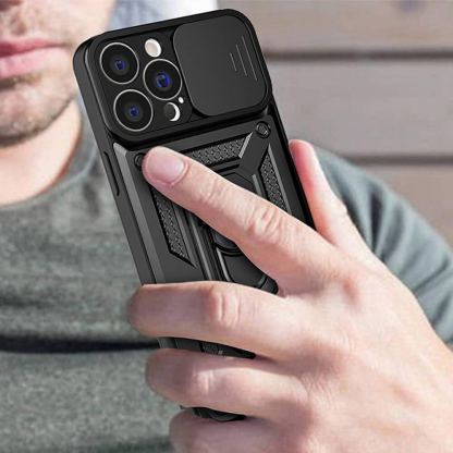 Techsuit CamShield Case - хибриден удароустойчив кейс с пръстен против изпускане за iPhone 15 Pro (черен)  2