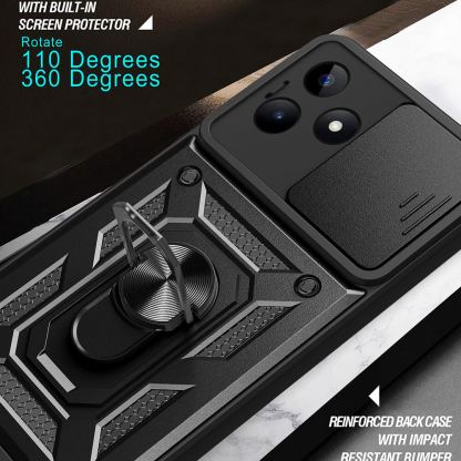Techsuit CamShield Case - хибриден удароустойчив кейс с пръстен против изпускане за Xiaomi 14 (черен)  6