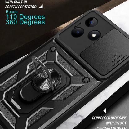 Techsuit CamShield Case - хибриден удароустойчив кейс с пръстен против изпускане за Xiaomi 13 Ultra (черен)  4