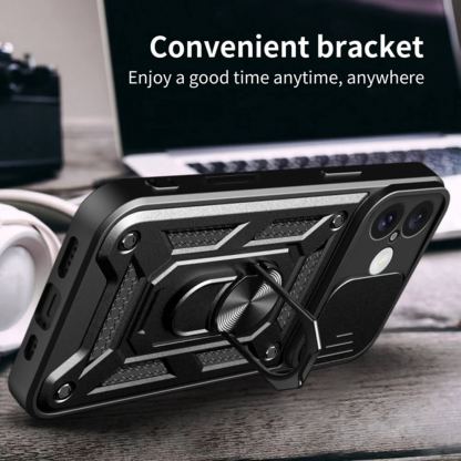 Techsuit CamShield Case - хибриден удароустойчив кейс с пръстен против изпускане за iPhone 16 (черен)  4