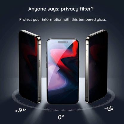 Lito D Plus Pro Privacy Tempered Glass - стъклено защитно покритие с определен ъгъл на виждане за дисплея на iPhone 16 (черен-прозрачен)  2