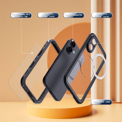 Techsuit ShellBox IP68 Waterproof MagSafe Case - ударо и водоустойчив кейс с MagSafe за iPhone 16 (черен)  6
