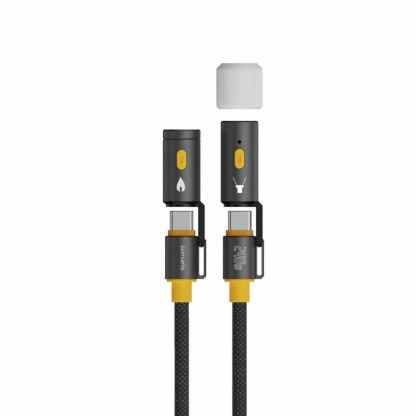 4smarts 3-in-1 USB-C Cable Set Explorer 240W - кабел с бързо зареждане за устройства с USB-C порт, LED светлина и запалка (150 см) (черен)  2