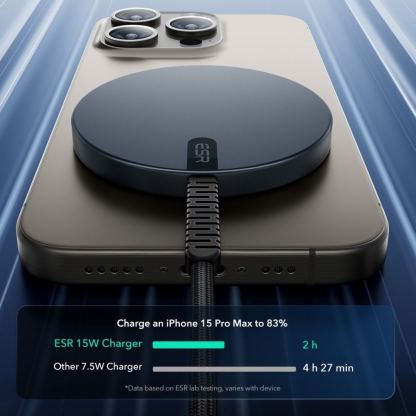ESR HaloLock QI2 USB-C Magnetic Wireless Qi Charger 15W - поставка (пад) за безжично зареждане за iPhone с Magsafe (черен) 3