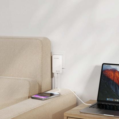 4smarts GaN Wall Charger FlatPlug Duos 65W - захранване за ел. мрежа за мобилни устройства с USB-A и USB-C изходи и с технология за бързо зареждане (бял) 5