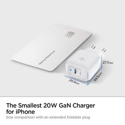 Spigen PowerArc ArcStation Pro Wall Charger 20W - захранване за ел. мрежа с USB-C изход с технология за бързо зареждане (бял) 	 3
