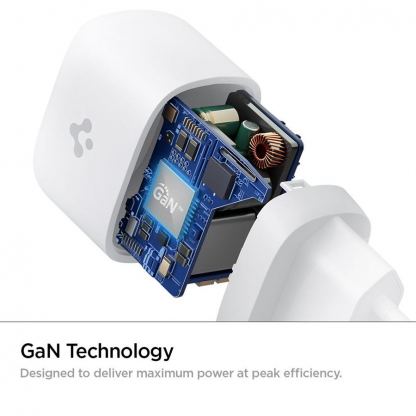 Spigen PowerArc ArcStation Pro Wall Charger 20W - захранване за ел. мрежа с USB-C изход с технология за бързо зареждане (бял) 	 5