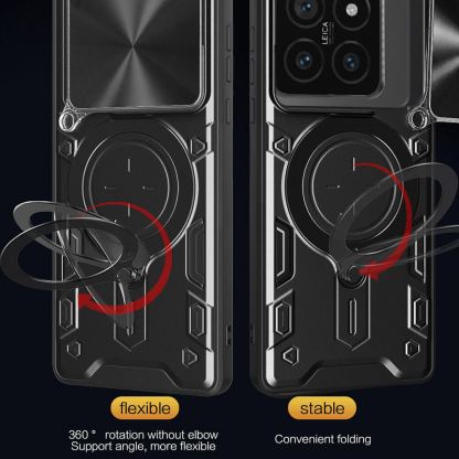 Techsuit CamGuard Pro Case - хибриден удароустойчив кейс с вградена поставка за Xiaomi 14T (черен)  5