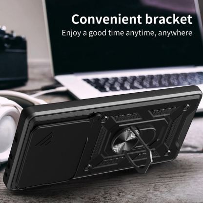 Techsuit CamShield Case - хибриден удароустойчив кейс с пръстен против изпускане за Xiaomi 14T (черен)  5
