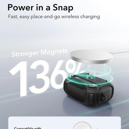 ESR AirPods Pro Cyber Lock Armor Halolock MagSafe Case - силиконов удароустойчив калъф с карабинер съвместим с MagSafe за Apple AirPods Pro 2, AirPods Pro (черен) 5