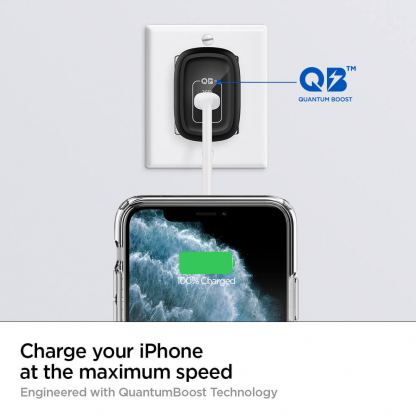 Spigen PowerArc ArcStation Pro Wall Charger 20W - захранване за ел. мрежа с USB-C изход с технология за бързо зареждане (черен) 	 3