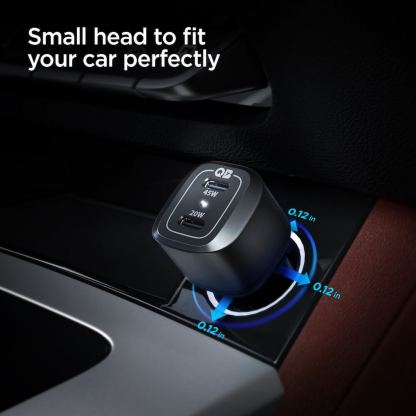 Spigen PC2000 ArcStation Dual Car Charger PD 65W - зарядно за кола с 2xUSB-C изхода с технология за бързо зареждане (черен) 5