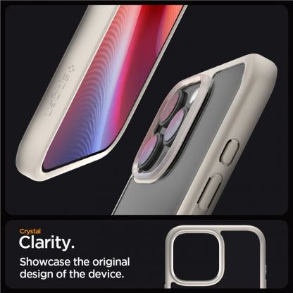 Spigen Ultra Hybrid Case - хибриден кейс с висока степен на защита за iPhone 16 Pro Max (прозрачен-бежов) 9