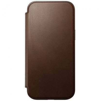 Nomad Modern Leather Folio MagSafe Case - кожен калъф (естествена кожа), тип портфейл с MagSafe за iPhone 16 Pro (кафяв) 6