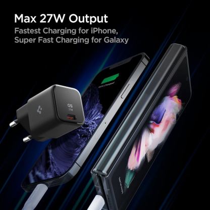 Spigen ArcStation Pro USB-C PD Wall Charger 27W - захранване за ел. мрежа с USB-C изход с технология за бързо зареждане (черен) 2