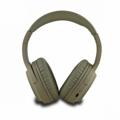 DKNY PU Leather Arch Logo Bluetooth Headphones - безжични блутут слушалки с микрофон за мобилни устройства (зелен) 3