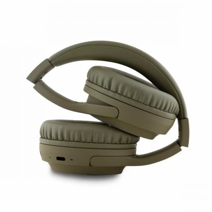 DKNY PU Leather Arch Logo Bluetooth Headphones - безжични блутут слушалки с микрофон за мобилни устройства (зелен) 4