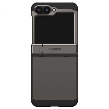 Spigen Tough Armor Pro Case - хибриден кейс с най-висока степен на защита с поставка за Samsung Galaxy Z Flip6 (тъмносив) 12