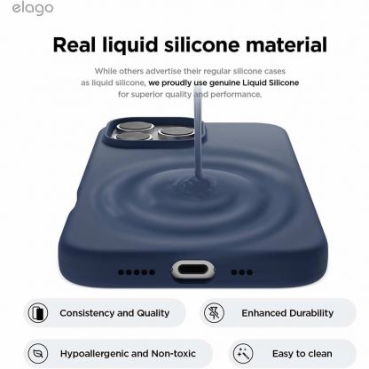 Elago Soft Silicone Case - силиконов (TPU) калъф за iPhone 16 Pro Max (тъмносин) 2