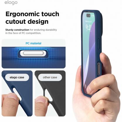 Elago Soft Silicone Case - силиконов (TPU) калъф за iPhone 16 Pro Max (тъмносин) 4