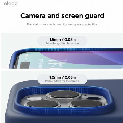 Elago Soft Silicone Case - силиконов (TPU) калъф за iPhone 16 Pro Max (тъмносин) 6