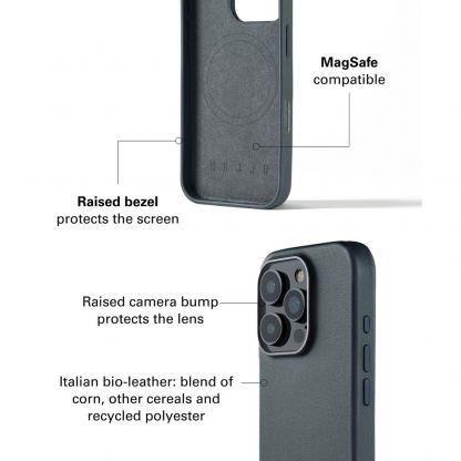 Mujjo MaizCase Bio Leather MagSafe Case - био кожен кейс с MagSafe за iPhone 16 Pro (син) 11