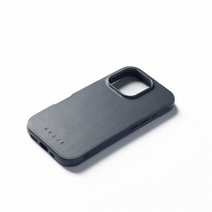 Mujjo Leather Shield Case - хибриден удароустойчив кейс от естествена кожа с MagSafe за iPhone 16 Pro (син) 4