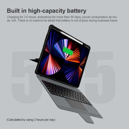 Nillkin Bumper Combo Keyboard Protective Case - удароустойчив кейс, с отделяща клавиатура и поставка за iPad Air 13 (2024), iPad Pro 12.9 M2 (2022), iPad Pro 12.9 M1 (2021), iPad Pro 12.9 (2020) (черен) 6