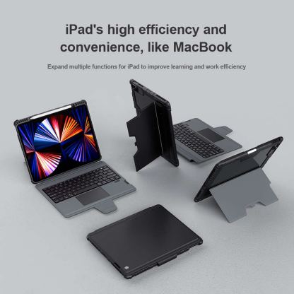 Nillkin Bumper Combo Keyboard Protective Case - удароустойчив кейс, с отделяща клавиатура и поставка за iPad Air 13 (2024), iPad Pro 12.9 M2 (2022), iPad Pro 12.9 M1 (2021), iPad Pro 12.9 (2020) (черен) 10