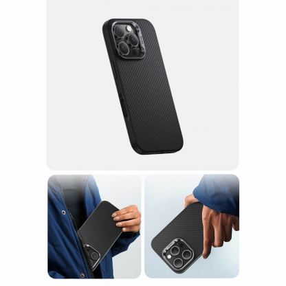 Benks Armor Air Kevlar Metal Frame Case 600D - кевларен кейс с MagSafe за iPhone 16 Pro (черен) 6