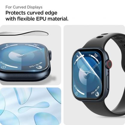 Spigen EliteShield EZ Fit Hybrid Glass Protector 2 Pack - 2 броя хибридни защитни покрития за дисплея на Apple Watch 10 42мм (2024) (прозрачен) 9